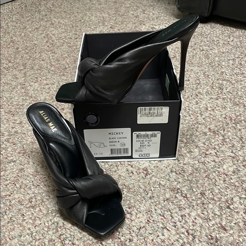 Alias Mae Black Leather Women's Heels